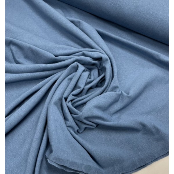 Džersio lino medvilnės trikotažas vintažinė mėlyna
